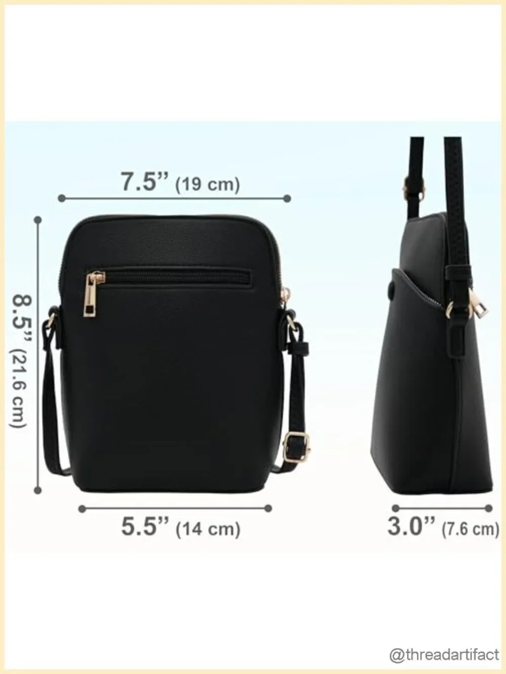 Mini Crossbody Bag with Gold Hardware, Adjustable Strap